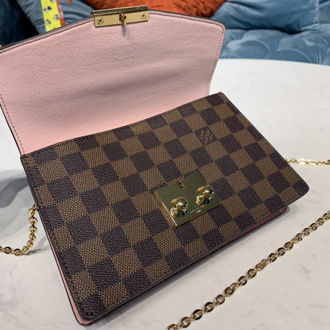 Louis Vuitton CROISETTE CHAIN WALLET Handbag Damier Azur N60287